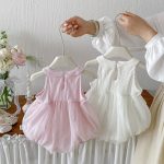 【66-90cm】ロンパース ベビー 立体フラワー ホルターネック - 画像 (6)