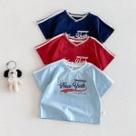 【73-120cm】半袖Tシャツorショートパンツ ベビー Vネックロゴ ボーダー - 画像 (4)