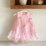 【73-100cm】ワンピース 蝶結び チュール スウィート - 画像 (2)
