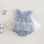 【66-90cm】ロンパース ベビー  蝶結び 刺繍 おしゃれ - 画像 (2)