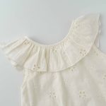 【66-90cm】ロンパース ベビー リボン付き 花刺繍 - 画像 (8)