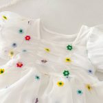 【66-90cm】ロンパースワンピース ベビー カラフル 花柄 刺繍 - 画像 (8)