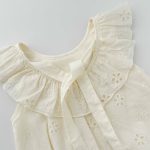 【66-90cm】ロンパース ベビー リボン付き 花刺繍 - 画像 (9)