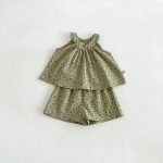 【73-120cm】セットアップ ベビー 小花柄 総柄グリーン - 画像 (9)