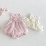 【66-90cm】ロンパース ベビー 立体フラワー ホルターネック - 画像 (3)