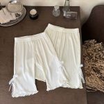 【73-100cm】七分丈パンツ ベビー 蝶結びリブ