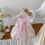【66-90cm】ロンパース ベビー 立体フラワー ホルターネック - 画像 (7)