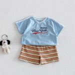 【73-120cm】半袖Tシャツorショートパンツ ベビー Vネックロゴ ボーダー - 画像 (11)
