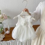 【66-90cm】ロンパース ベビー 立体フラワー ホルターネック - 画像 (8)