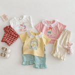 【73-120cm】半袖Tシャツ ベビー フリル襟 カートゥーン - 画像 (18)