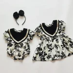 【66-120cm】ロンパース or ワンピース ベビー 女の子 レトロ フラワーデザイン - 画像 (3)