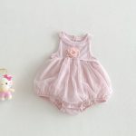 【66-90cm】ロンパース ベビー 立体フラワー ホルターネック - 画像 (4)