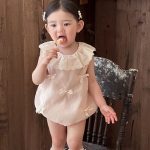 【66-90cm】ロンパース ベビー レース襟蝶結び スウィート - 画像 (6)