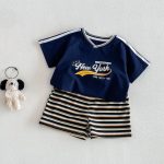 【73-120cm】半袖Tシャツorショートパンツ ベビー Vネックロゴ ボーダー - 画像 (13)