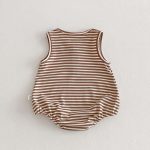 【66-90cm】ロンパース ベビー ボーダー柄 ノースリーブ - 画像 (6)