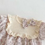 【73-100cm】ロンパース ベビー 蝶結び付き パープル花柄 - 画像 (12)