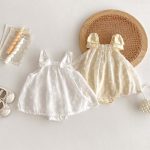 【66-90cm】ロンパース ベビー 蝶結び 刺繡 可愛い