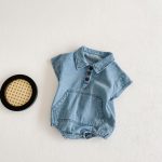 【66-90cm】ロンパース デニム ビッグ ポケット - 画像 (4)
