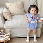 【66-90cm】ロンパース チェック レース - 画像 (2)