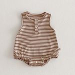【66-90cm】ロンパース ベビー ボーダー柄 ノースリーブ - 画像 (5)