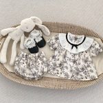 【66-90cm】セットアップ ブラック フラワー 半袖 トップス＆パンツ - 画像 (6)