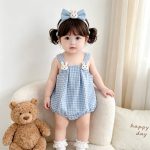 【66-90cm】ロンパース ウサギ チェック ベビー服 - 画像 (3)