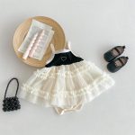 【66-90cm】ワンピース風ロンパース ブラック ハート - 画像 (2)