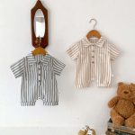 【66-90cm】ロンパース ストライプ 半袖 ベビー服 - 画像 (3)