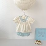 【73-110cm】セットアップ ベビー 切り替え レース リボン付き - 画像 (8)