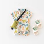 【66-90cm】ロンパース 恐竜総柄 可愛い ベビー服