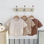 【66-90cm】ロンパース ワッフル ポケット付き 無地 - 画像 (14)