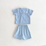 【80-130cm】デニムセットアップ セーラー風 カジュアル - 画像 (8)