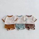 【66-100cm】セットアップクマ柄配色