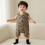 【66-90cm】オールインワン ベビー レオパード  ノースリーブ - 画像 (4)