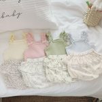 【73-100cm】セット リボン キャミソール&花柄ふんわりスカートパンツ - 画像 (3)