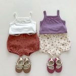 【66-100cm】セットアップ ベビー キャミソール＆花柄プリント - 画像 (2)