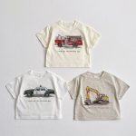【90-150cm】半袖Tシャツ 乗り物 ルーズ カジュアル トップス - 画像 (3)