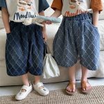 【80-140cm】パンツ 菱形 キルティング デニム ハーフパンツ - 画像 (16)