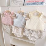【73-100cm】セット リボン キャミソール&花柄ふんわりスカートパンツ - 画像 (5)