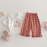 【73-120cm】半袖Tシャツ ベビー フリル襟 カートゥーン - 画像 (10)
