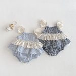 【66-90cm】ロンパース チェック フリル 可愛い ベビー服 - 画像 (2)
