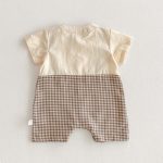 【66-90cm】ロンパース サスペンダー風 半袖 チェック柄 襟付き - 画像 (13)