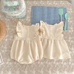 【66-100cm】ロンパースorワンピース フリル クリーム 姉妹服 - 画像 (7)