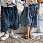 【80-140cm】パンツ 菱形 キルティング デニム ハーフパンツ - 画像 (17)