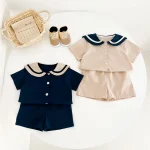 【80-130cm】セットアップ ベビー セーラー風  ナチュラル