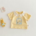 【73-120cm】半袖Tシャツ ベビー フリル襟 カートゥーン - 画像 (4)