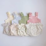 【73-100cm】セット リボン キャミソール&花柄ふんわりスカートパンツ - 画像 (2)
