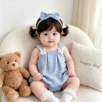 【66-90cm】ロンパース ウサギ チェック ベビー服 - 画像 (8)