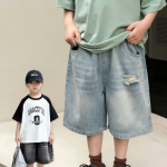 【100-170cm】ショートパンツ 男の子 デニム ダメージジーンズ