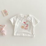 【73-120cm】半袖Tシャツ ベビー フリル襟 カートゥーン - 画像 (6)